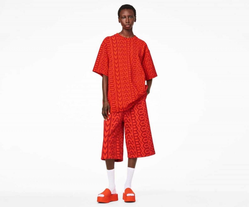 Electric Orange / True Red Women's Marc Jacobs Monogram Big T Shirts | USA000687