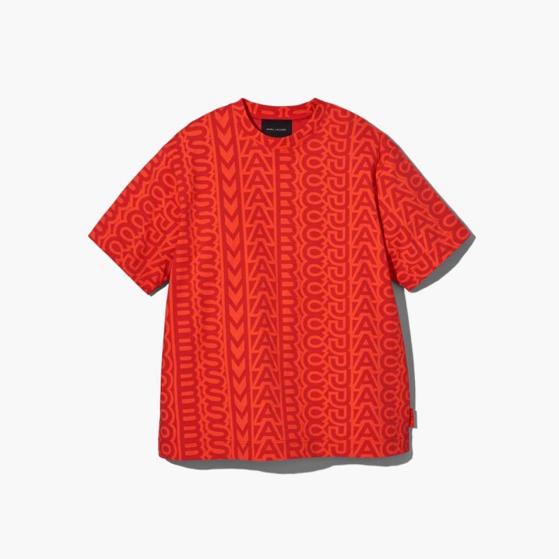 Electric Orange / True Red Women\'s Marc Jacobs Monogram Big T Shirts | USA000687