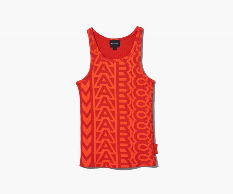 Electric Orange / True Red Women's Marc Jacobs Monogram Rib Tank Tops | USA000696