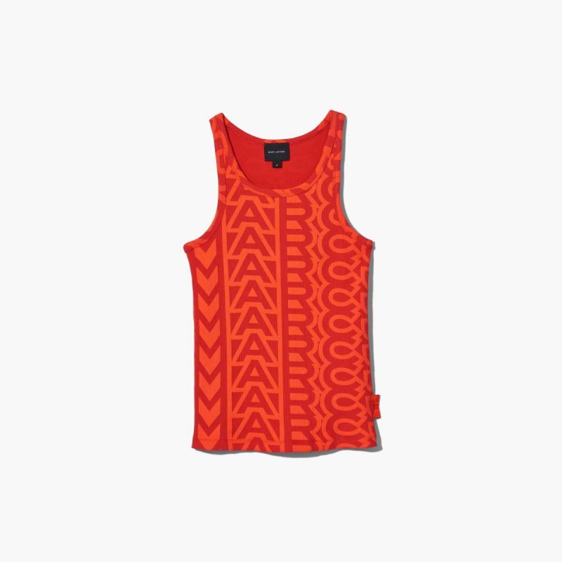 Electric Orange / True Red Women\'s Marc Jacobs Monogram Rib Tank Tops | USA000696