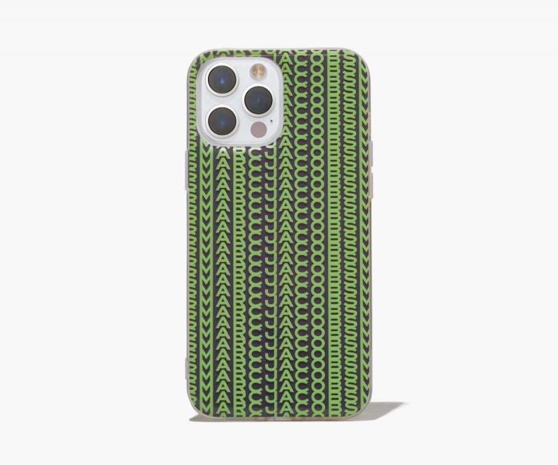 Grey / Fluro Green Women's Marc Jacobs Monogram iPhone Case 14 Pro Outlet | USA000479