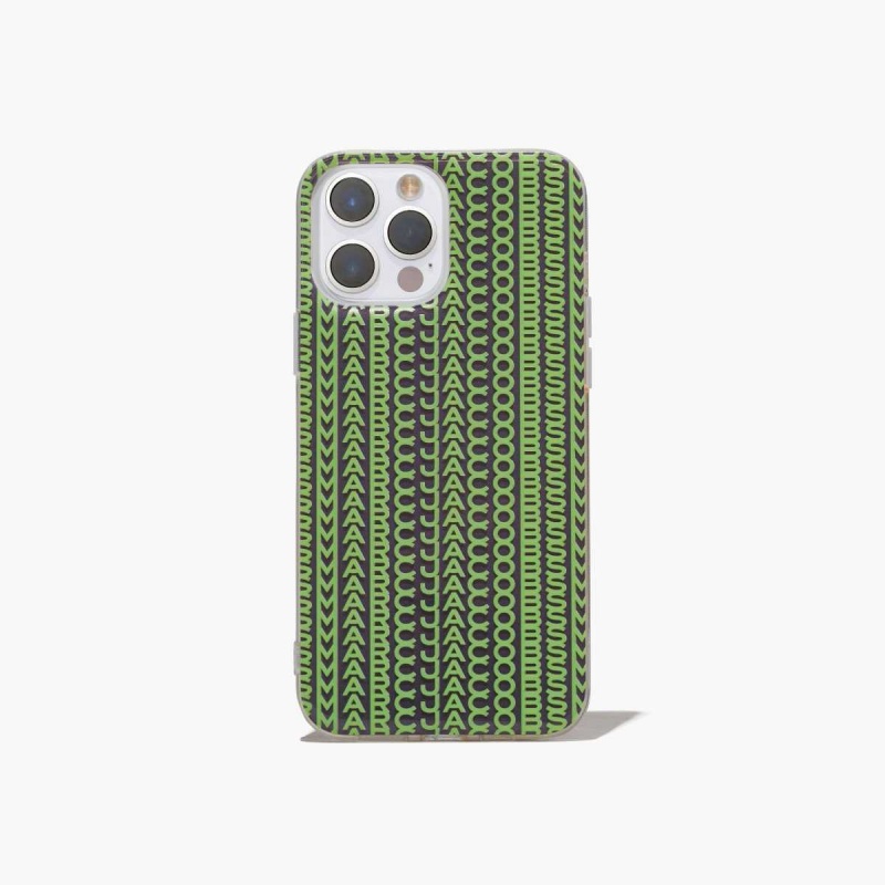 Grey / Fluro Green Women\'s Marc Jacobs Monogram iPhone Case 14 Pro Outlet | USA000479