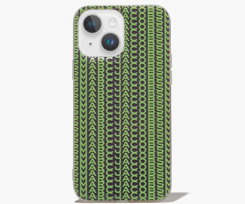 Grey / Fluro Green Women's Marc Jacobs Monogram iPhone Case 14 Plus Outlet | USA000481