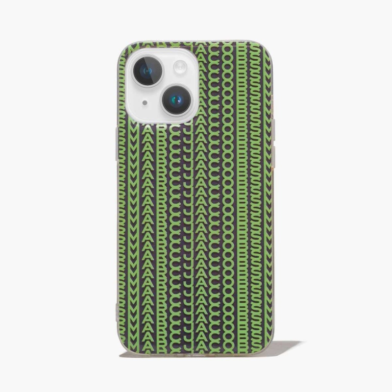 Grey / Fluro Green Women\'s Marc Jacobs Monogram iPhone Case 14 Plus Outlet | USA000481