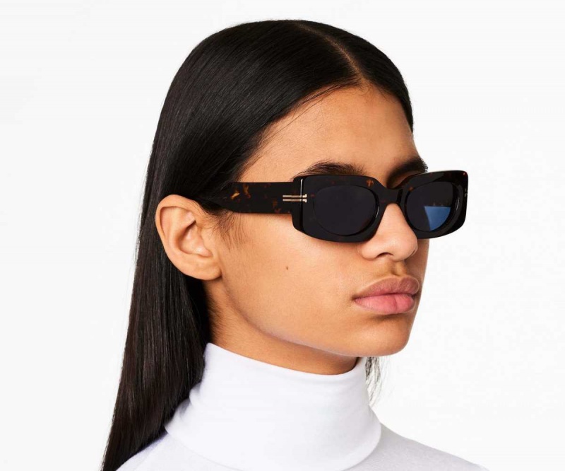 Havana Women's Marc Jacobs Icon Rectangular Sunglasses | USA000553