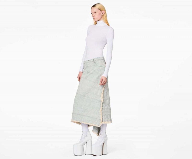 Ice Blue Women's Marc Jacobs Monogram Denim Skirts | USA000647