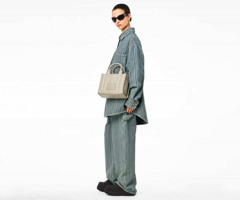 Khaki Women's Marc Jacobs Monogram Leather Mini Tote Bags | USA000021