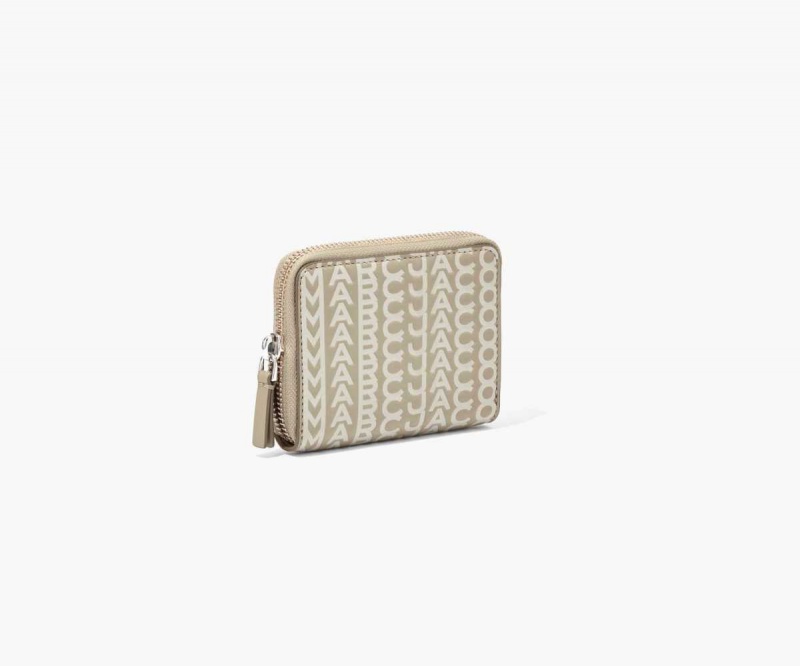 Khaki Women's Marc Jacobs Monogram Leather Zip Around Wallets | USA000452