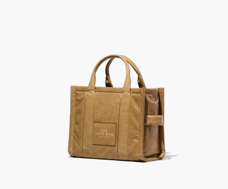 Light Brown Women's Marc Jacobs Shiny Crinkle Medium Tote Bags | USA000115