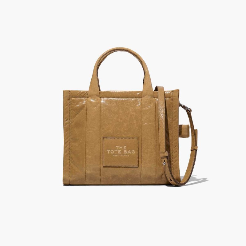 Light Brown Women\'s Marc Jacobs Shiny Crinkle Medium Tote Bags | USA000115