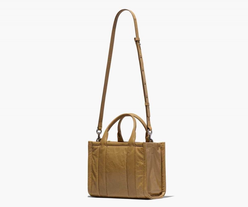 Light Brown Women's Marc Jacobs Shiny Crinkle Mini Tote Bags | USA000037