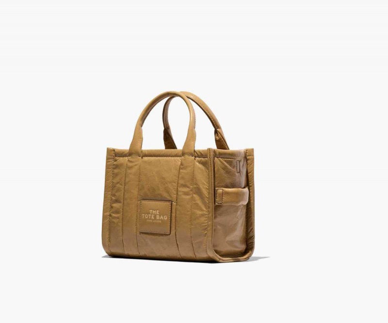 Light Brown Women's Marc Jacobs Shiny Crinkle Mini Tote Bags | USA000037