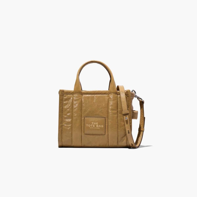 Light Brown Women\'s Marc Jacobs Shiny Crinkle Mini Tote Bags | USA000037