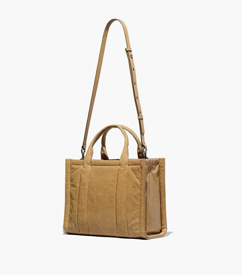 Light Brown Women's Marc Jacobs The Shiny Crinkle Medium Tote Bags | USA000016