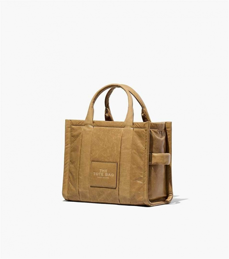 Light Brown Women's Marc Jacobs The Shiny Crinkle Medium Tote Bags | USA000016