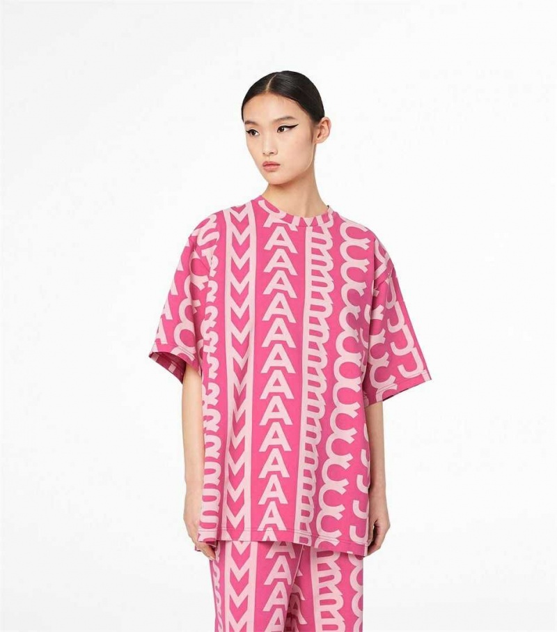 Light Pink / Pink Women's Marc Jacobs The Monogram Big T Shirts | USA000669