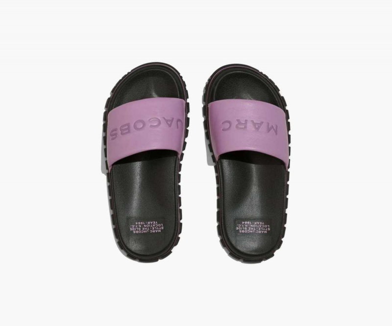 Lilas Women's Marc Jacobs Leather Slides | USA000818