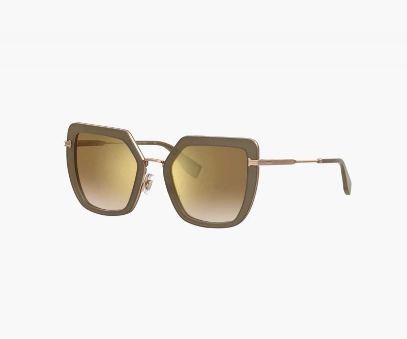 Mud / Gold Women's Marc Jacobs Icon Oversized Butterfly Sunglasses | USA000559