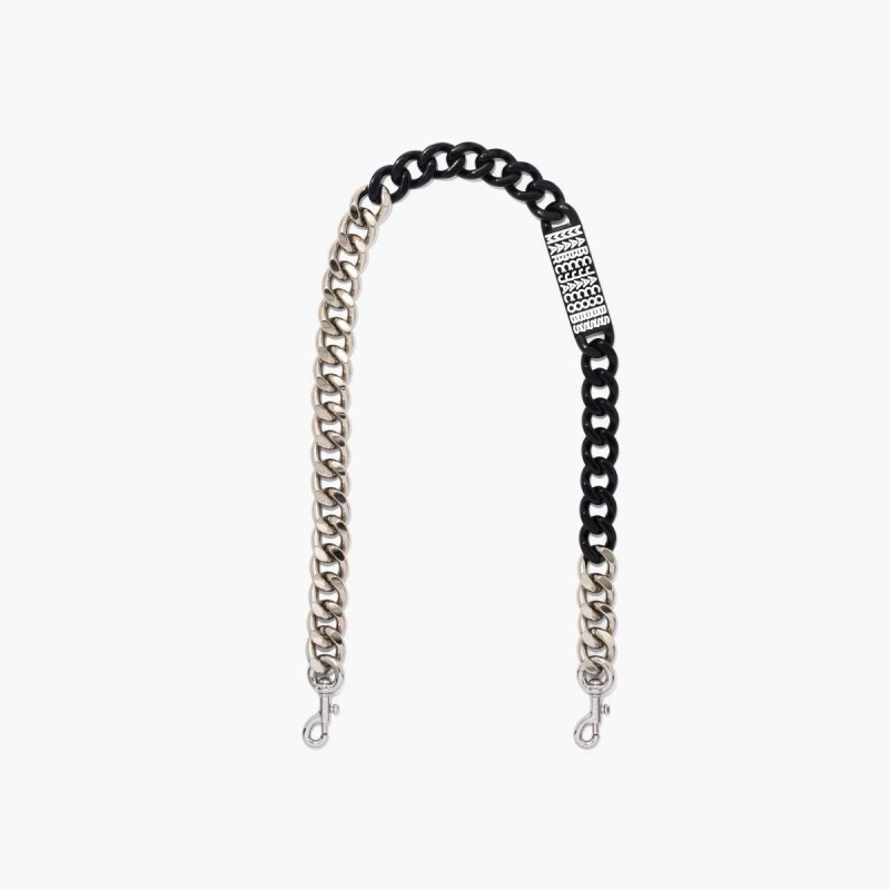 Nickel / Black Women\'s Marc Jacobs Barcode Chain Shoulder Strap | USA000515