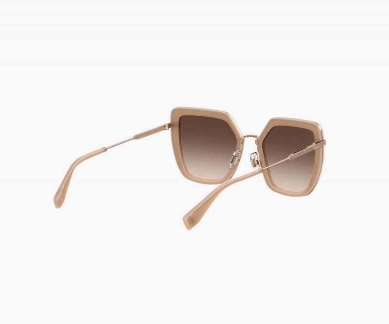 Nude / Gold Women's Marc Jacobs Icon Oversized Butterfly Sunglasses | USA000563