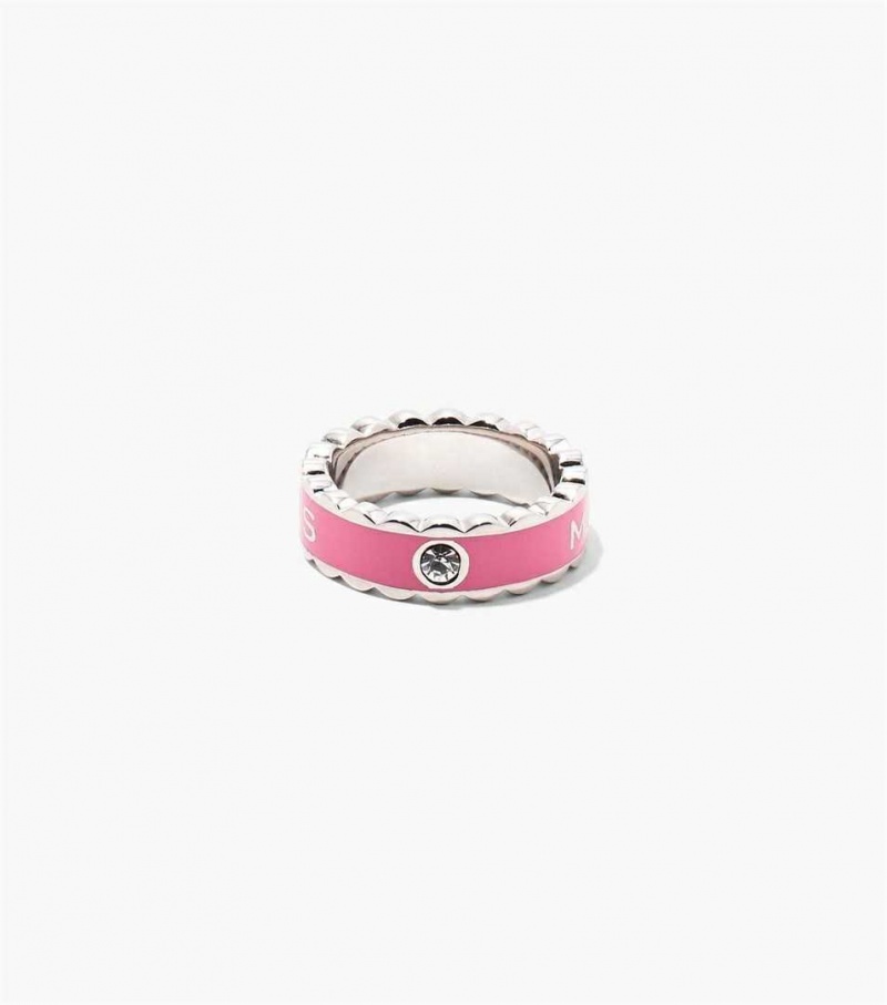 Pink / Silver Women\'s Marc Jacobs The Scallop Medallion Rings | USA000491