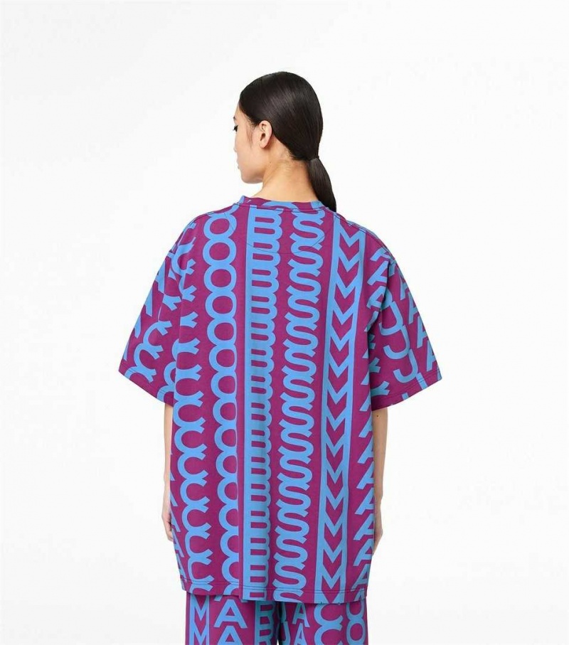 Purple / Blue Women's Marc Jacobs The Monogram Big T Shirts | USA000668