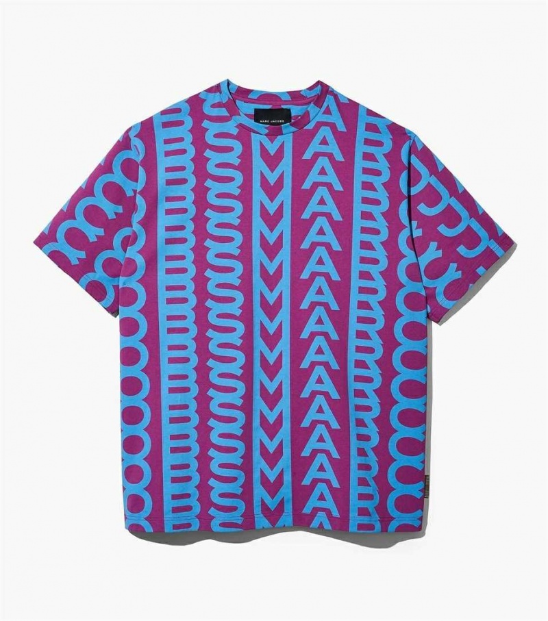 Purple / Blue Women\'s Marc Jacobs The Monogram Big T Shirts | USA000668