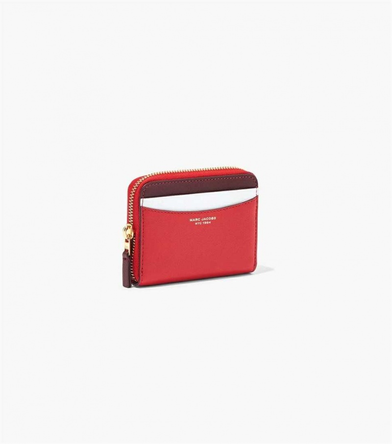 Red Multicolor Women's Marc Jacobs The Slim 84 Colorblock Zip Around Wallets | USA000355