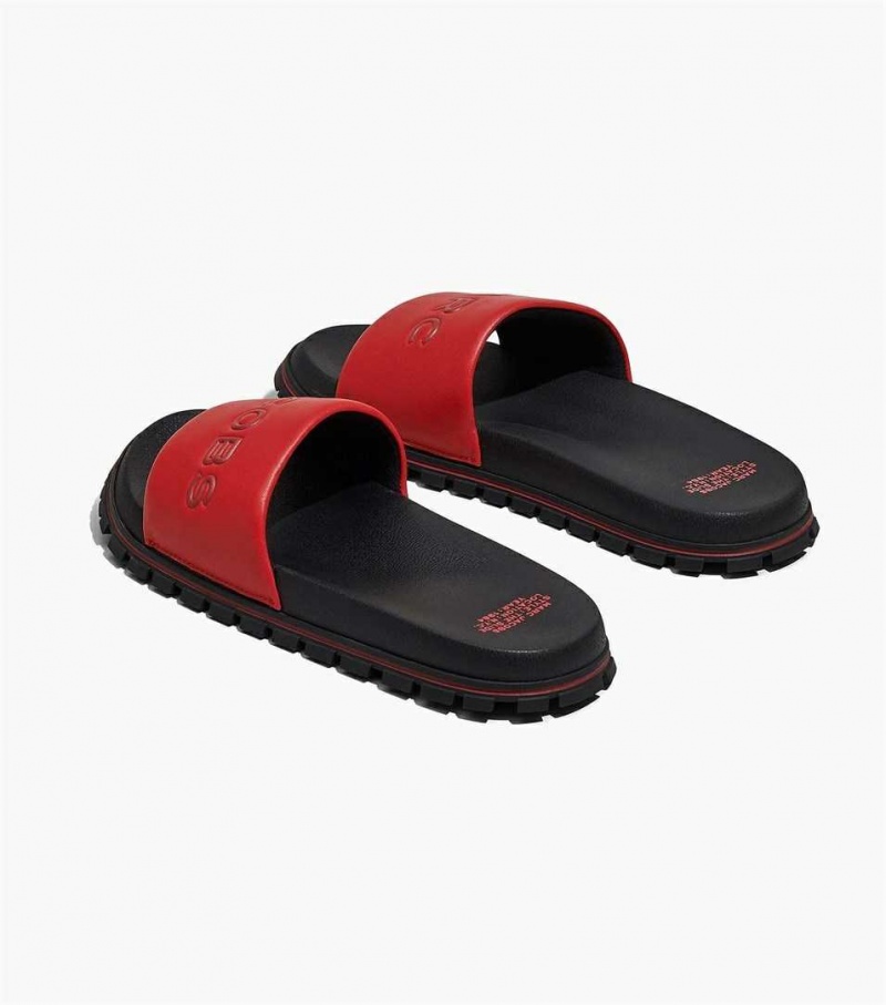Red Women's Marc Jacobs The Leather Slides | USA000809