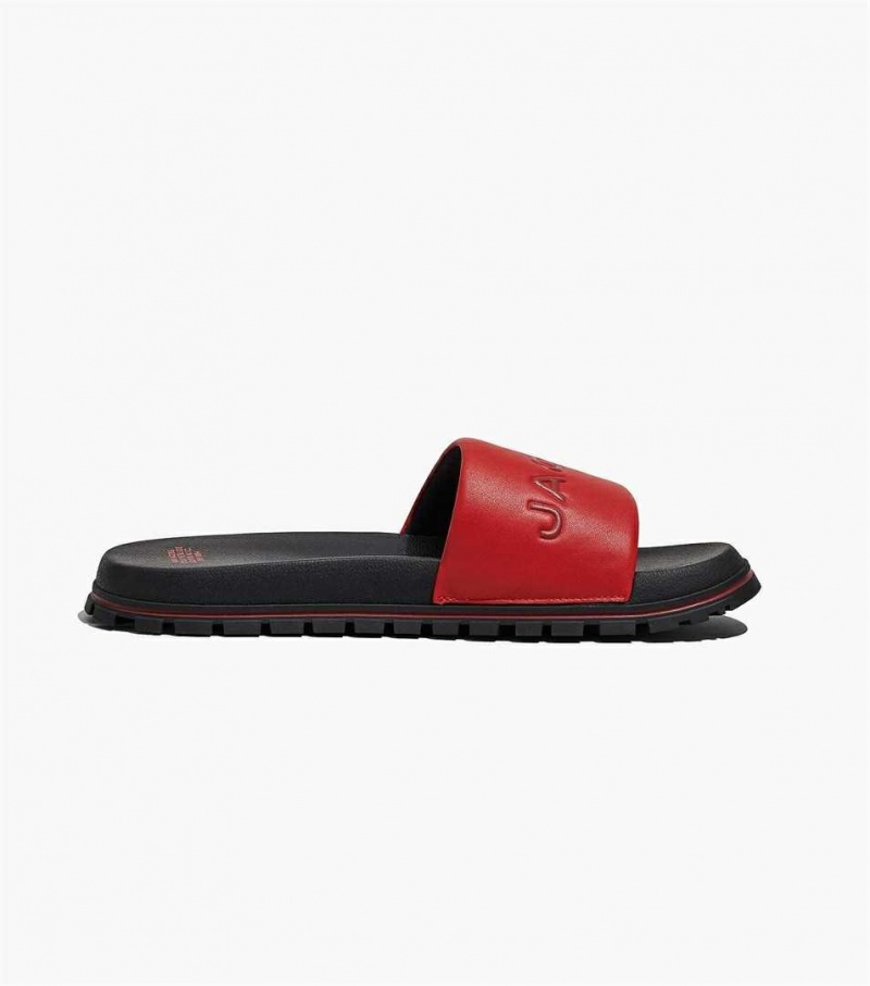 Red Women's Marc Jacobs The Leather Slides | USA000809