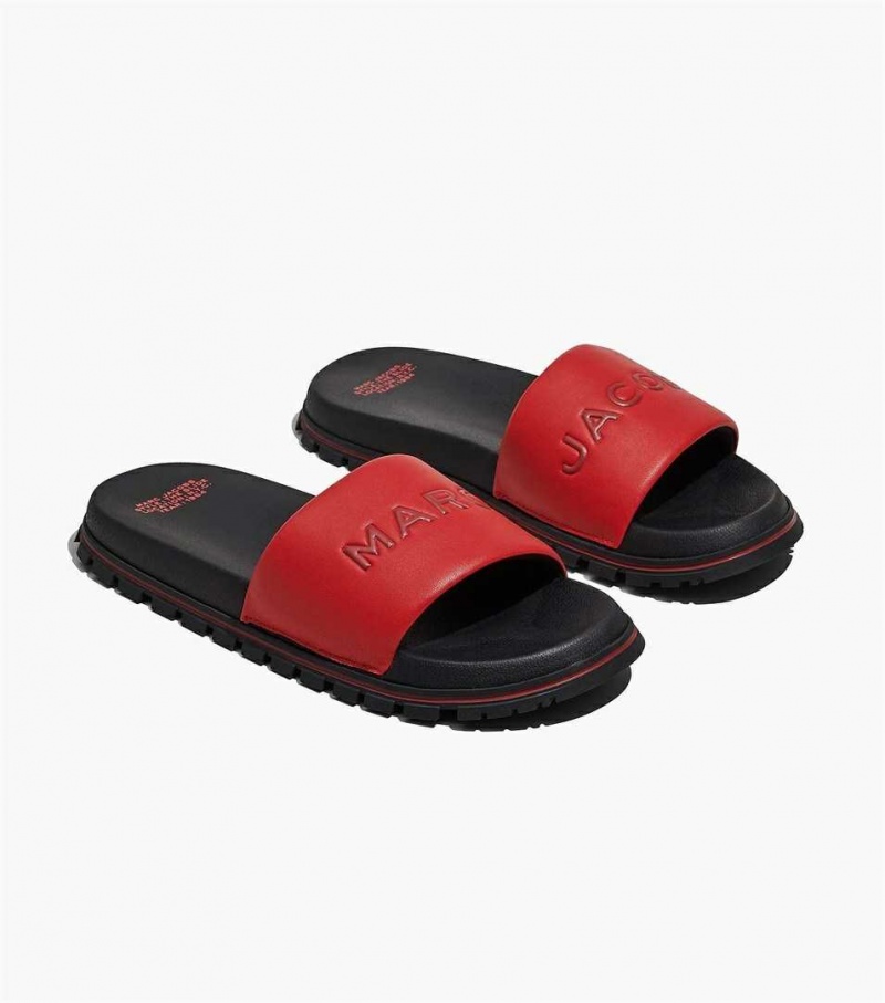 Red Women\'s Marc Jacobs The Leather Slides | USA000809