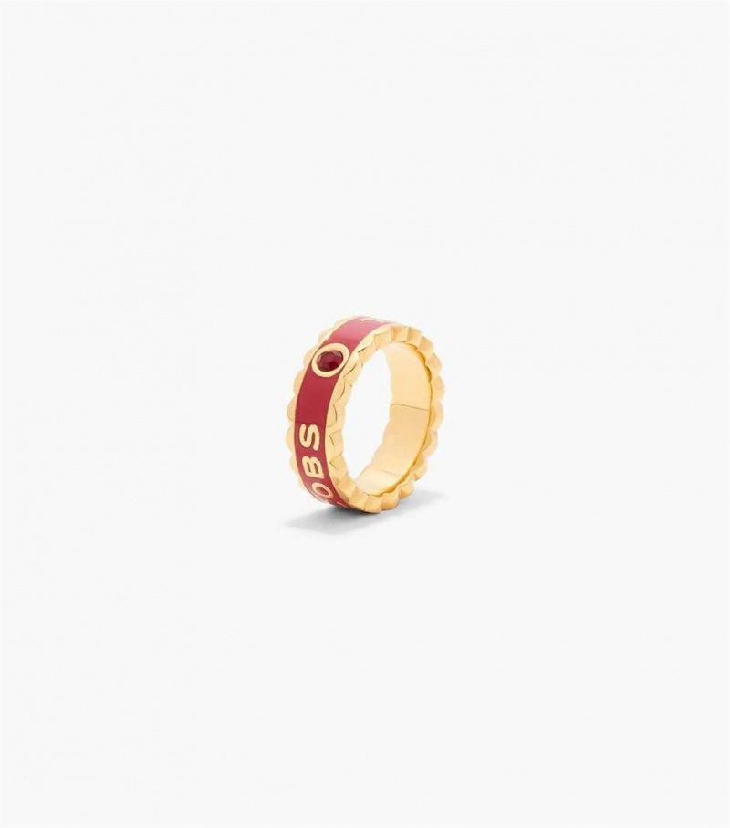 Red / Gold Women's Marc Jacobs The Scallop Medallion Rings | USA000490