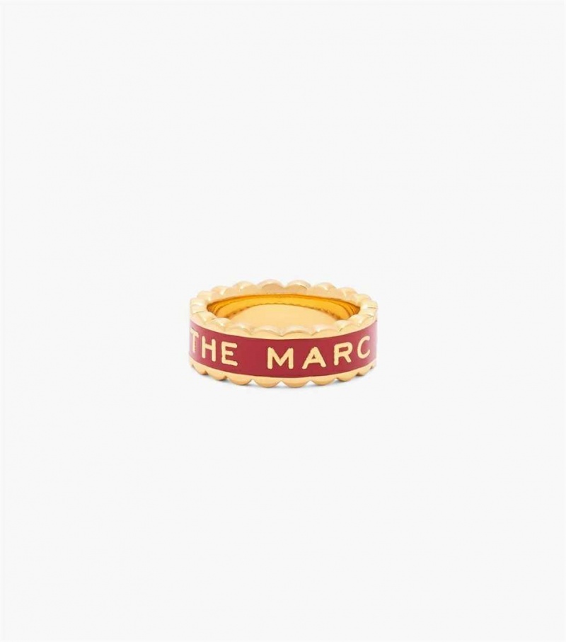Red / Gold Women\'s Marc Jacobs The Scallop Medallion Rings | USA000490