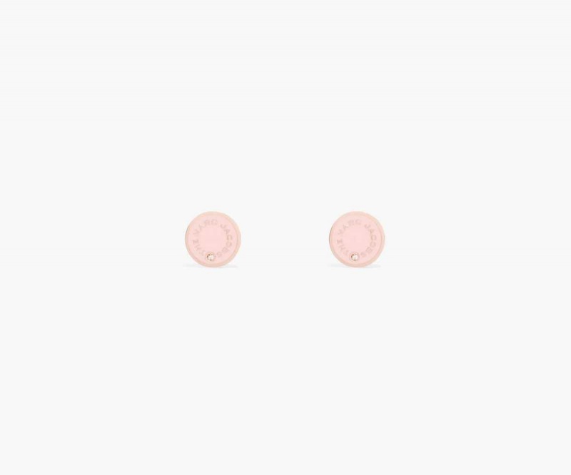 Sand / Rose Gold Women's Marc Jacobs Medallion Studs Earrings | USA000741