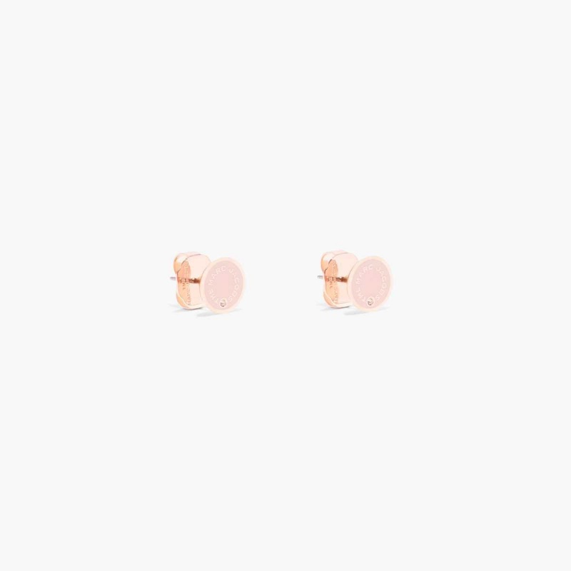 Sand / Rose Gold Women\'s Marc Jacobs Medallion Studs Earrings | USA000741