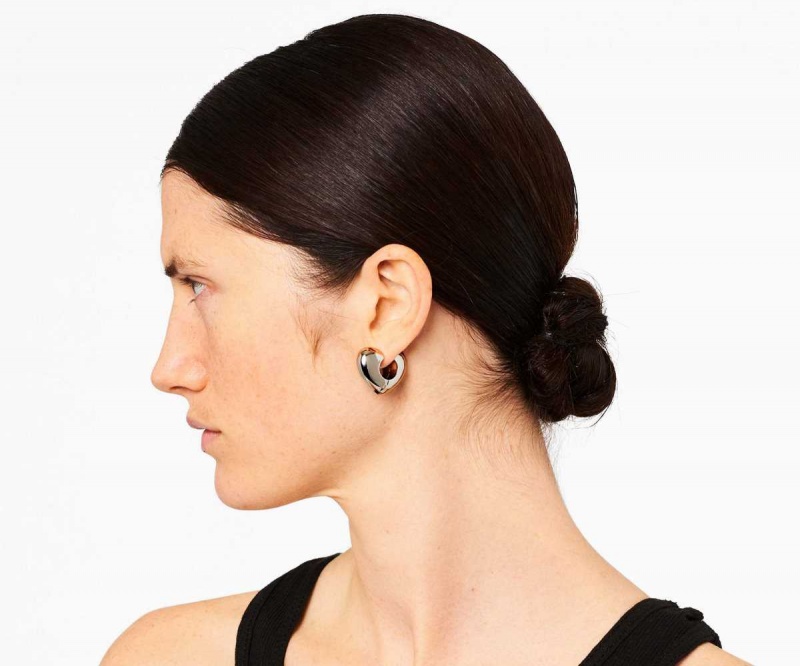 Silver Women's Marc Jacobs Charmed Bubble Heart Hoops Earrings | USA000725