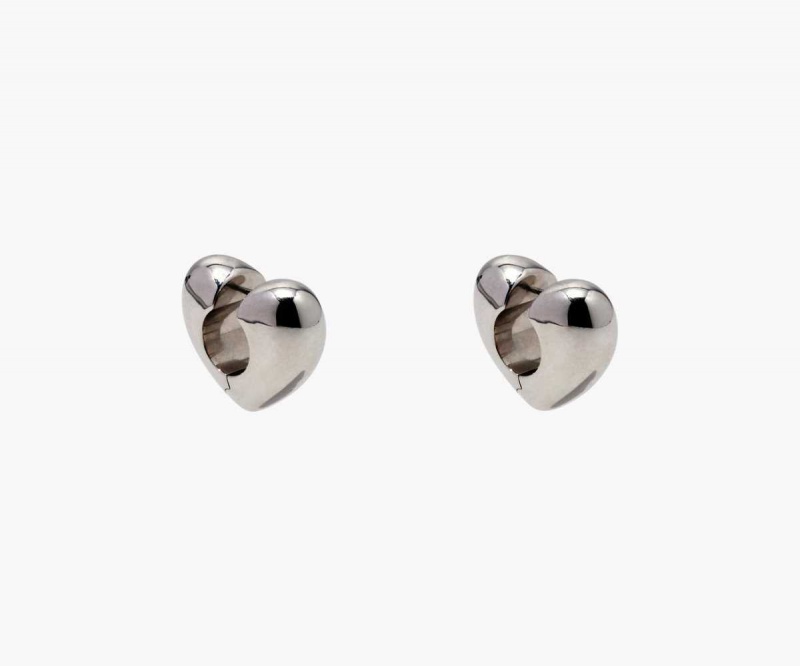 Silver Women's Marc Jacobs Charmed Bubble Heart Hoops Earrings | USA000725