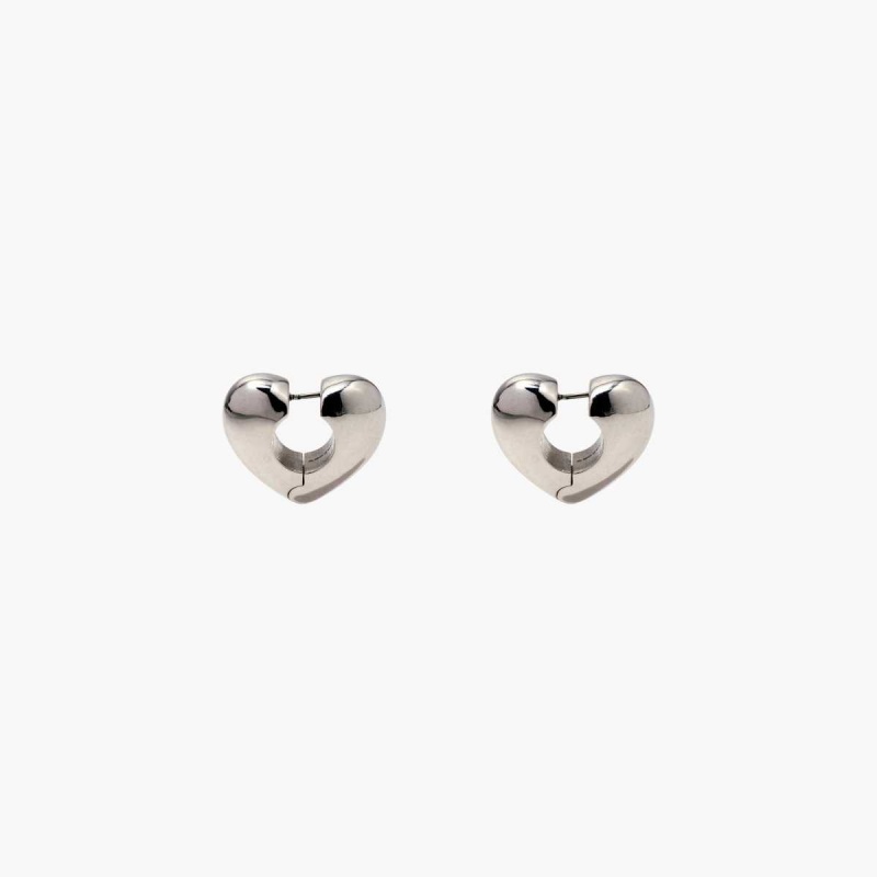 Silver Women\'s Marc Jacobs Charmed Bubble Heart Hoops Earrings | USA000725