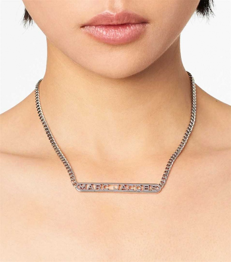 Silver Women's Marc Jacobs The Monogram Chain Necklaces | USA000487