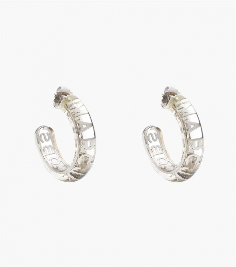 Silver Women\'s Marc Jacobs The Monogram Hoops Earrings | USA000485