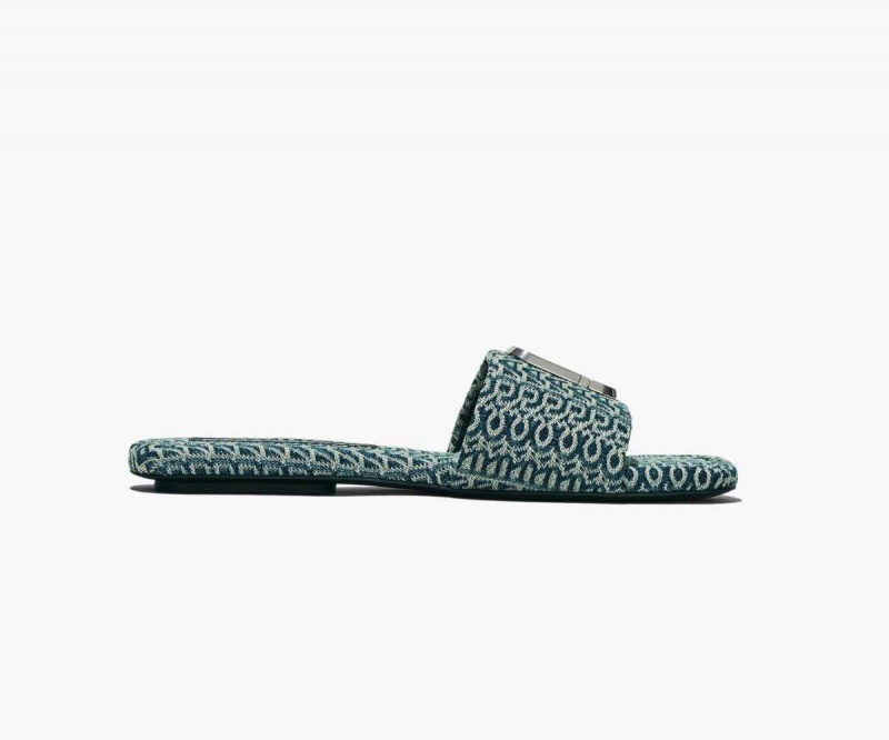 Sun Faded Denim Women's Marc Jacobs J Marc Washed Monogram Denim Sandals | USA000801