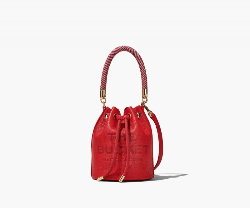 True Red Women's Marc Jacobs Leather Micro Bucket Bags | USA000168