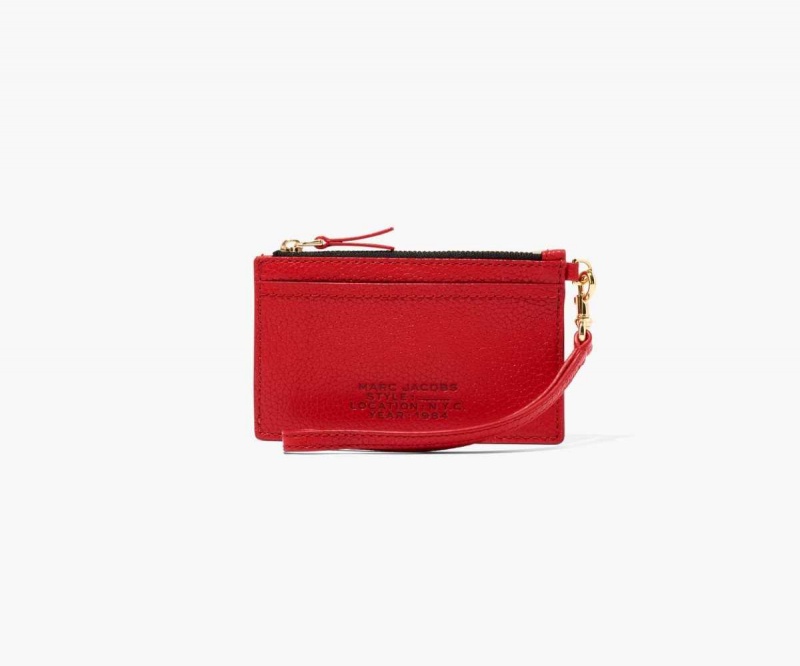 True Red Women's Marc Jacobs Leather Top Zip Wristlet Wallets | USA000424