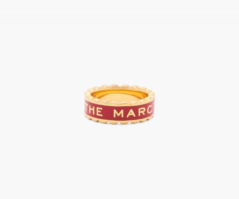 True Red / Gold Women's Marc Jacobs Scallop Medallion Rings | USA000760