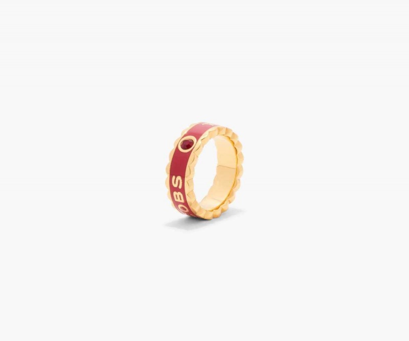 True Red / Gold Women's Marc Jacobs Scallop Medallion Rings | USA000760