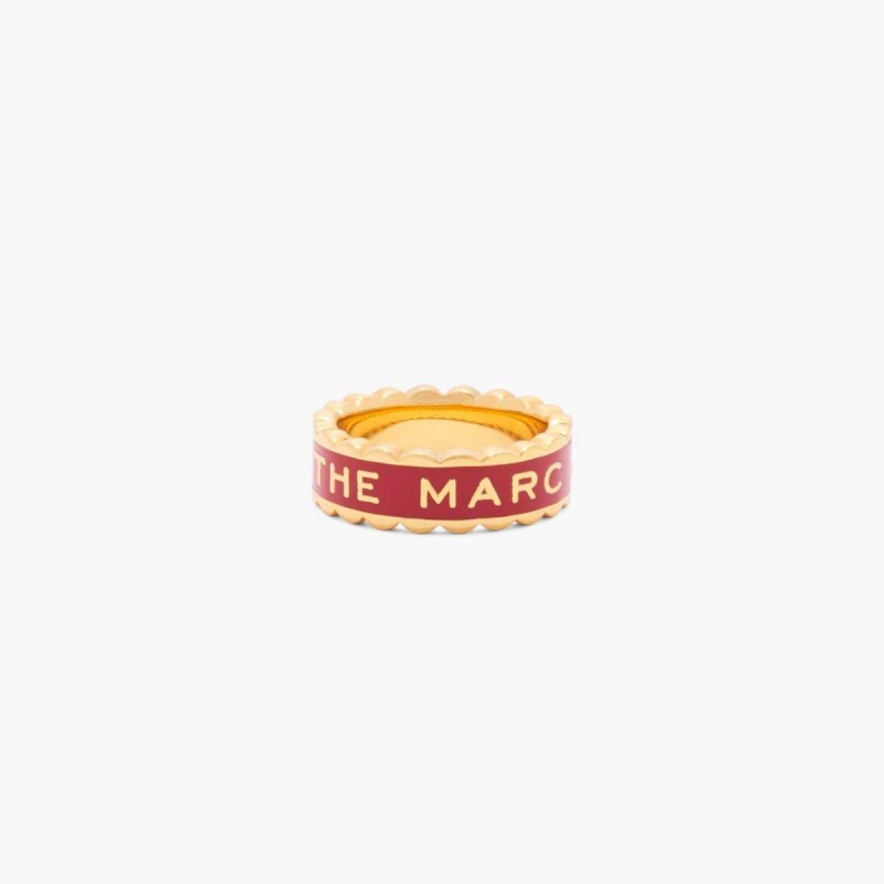 True Red / Gold Women\'s Marc Jacobs Scallop Medallion Rings | USA000760