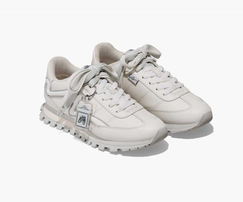 White Women's Marc Jacobs Leather Jogger Sneakers | USA000776