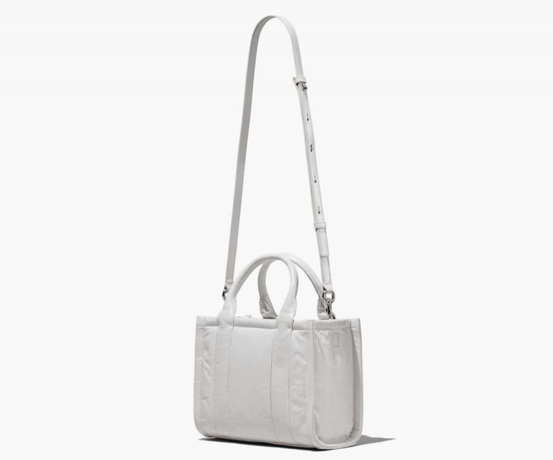 White Women's Marc Jacobs Shiny Crinkle Mini Tote Bags | USA000035
