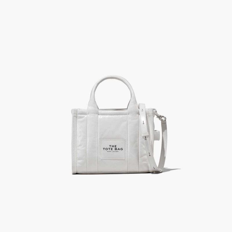 White Women\'s Marc Jacobs Shiny Crinkle Mini Tote Bags | USA000035