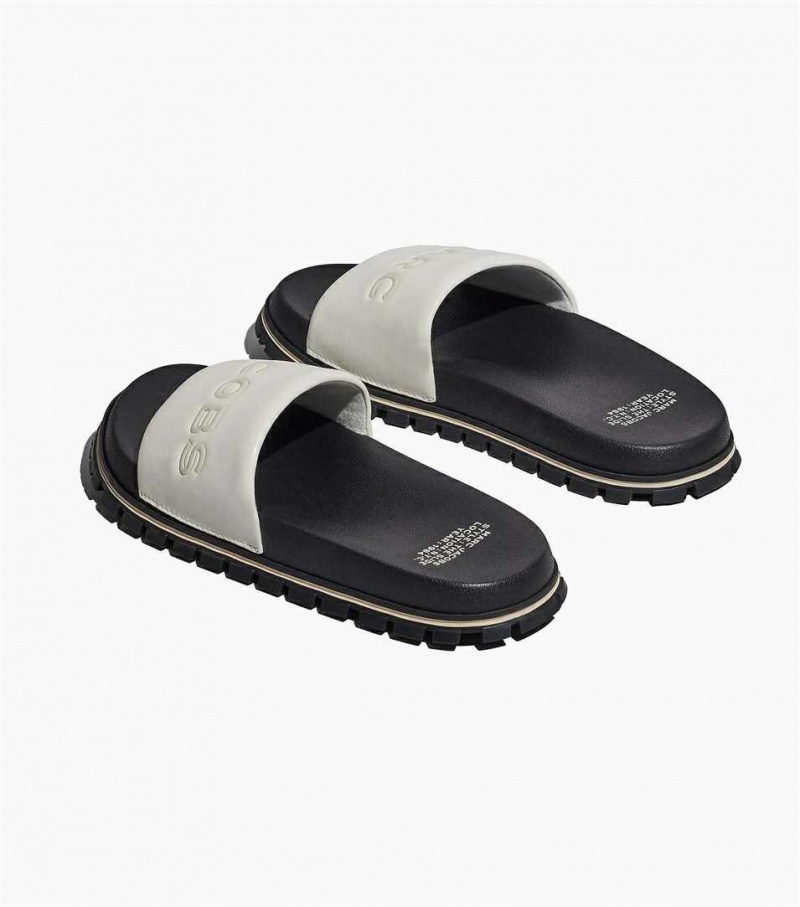 White Women's Marc Jacobs The Leather Slides | USA000808